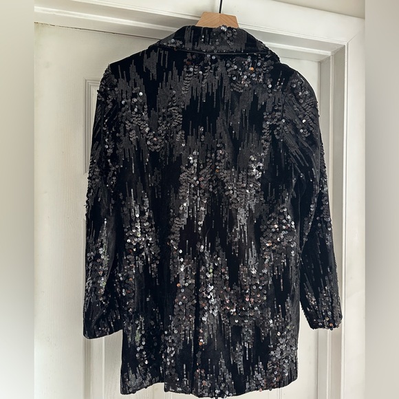 Anthropologie Hutch Velvet Sequin Black Blazer NWT Size Small - Picture 6 of 7